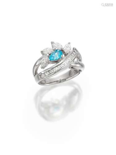 PARAIBA TOURMALINE AND DIAMOND RING