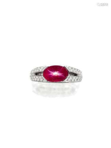 STAR RUBY AND DIAMOND RING