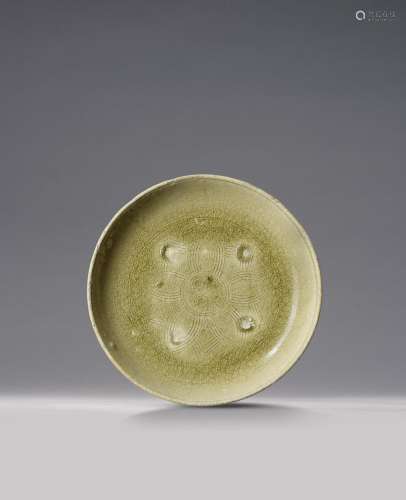 A RARE AND SMALL GREEN-GLAZED 'FLORAL' DISH Southern...