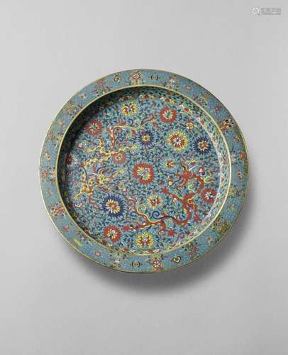 AN EXCEPTIONALLY LARGE AND RARE IMPERIAL CLOISONNÉ ENAMEL &#...