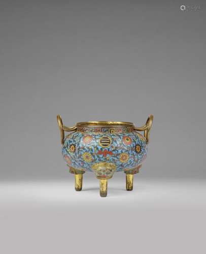 A RARE CLOISONNÉ ENAMEL INCENSE BURNER Wanli six-character m...