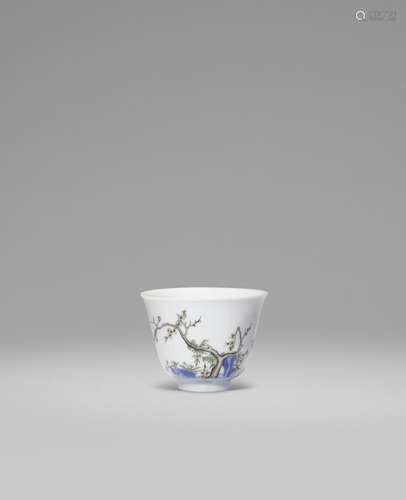 A VERY RARE WUCAI 'PLUM BLOSSOM' MONTH CUP Kangxi si...