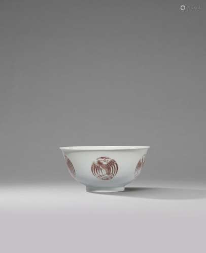 A FINE COPPER-RED 'PHOENIX MEDALLION' BOWL Qianlong ...