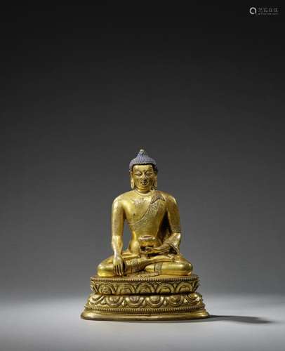 A GILT-BRONZE SEATED BUDDHA Mongolia, Zanabazar School, 17th...