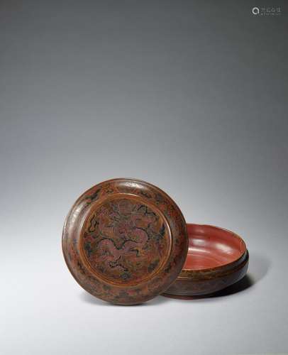 A RARE POLYCHROME QIANGJIN AND TIANQI 'DRAGON' LACQU...