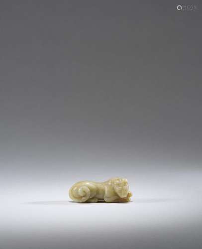A RARE PALE GREEN CARVING OF A TIGER Liao/Jin Dynasty