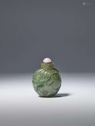 A CARVED JADEITE 'FISH' SNUFF BOTTLE 19th century