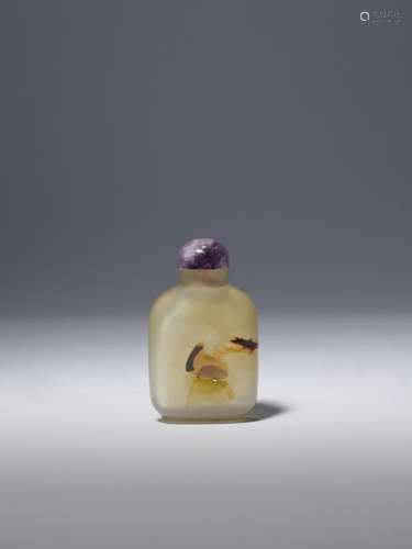 A SILHOUETTE AGATE 'DUCK' SNUFF BOTTLE 19th century