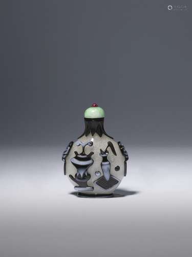 A BLACK AND WHITE OVERLAY GLASS 'SCHOLAR'S OBJECTS&#...