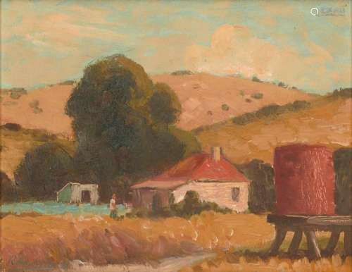 § ROLAND WAKELIN (1887-1971) (Farm Scene) 1951 oil on card