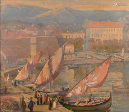 § CLEWIN HARCOURT (1870-1965) Untitled (European Boats in a ...