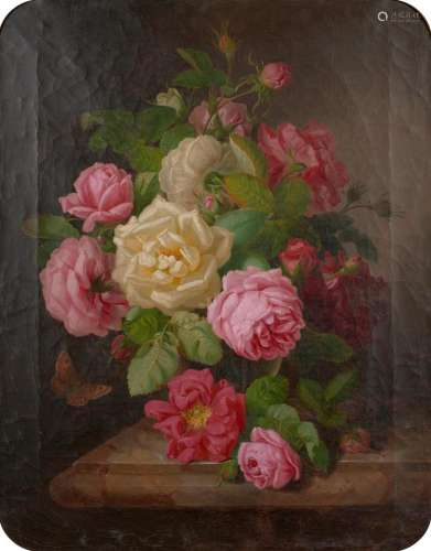 JOSEF LAUER (Austrian, 1818-1881) (Still Life with Roses and...