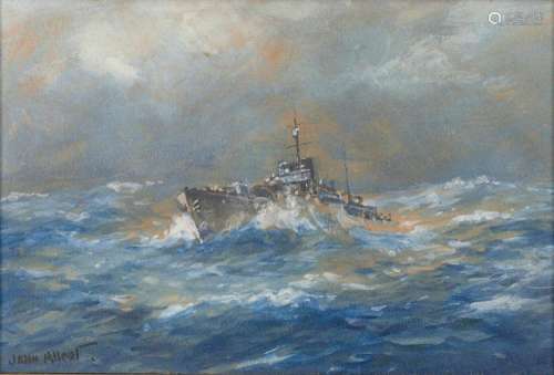 JOHN ALLCOT (1888-1973) HMAS Warrigo gouache on card on boar...