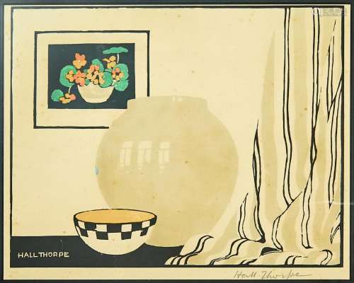 JOHN HALL THORPE (1879-1947) (Interior Still Life) woodblock...