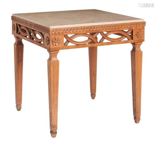 A NEOCLASSICAL STYLE BEECHWOOD LAMP TABLE