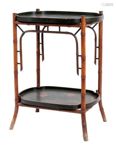 A FRENCH BAMBOO AND LACQUER ETAGERE