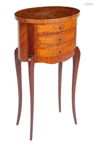 A LOUIS XV STYLE TULIPWOOD OVAL OCCASIONAL TABLE