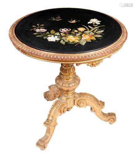 AN ITALIAN PIETRA DURA AND GILTWOOD CENTRE TABLE