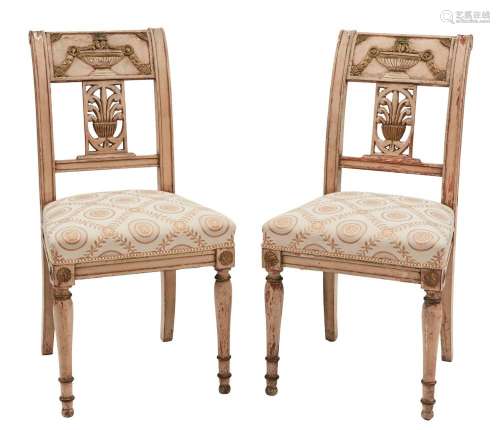 A PAIR OF DIRECTOIRE STYLE SIDE CHAIRS