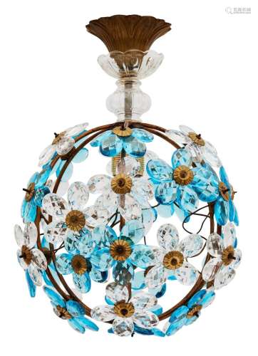 A FRENCH CRYSTAL SPHERICAL HANGING LIGHT