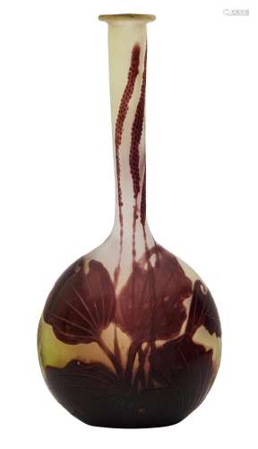 A GALLE CAMEO GLASS BOTTLE VASE