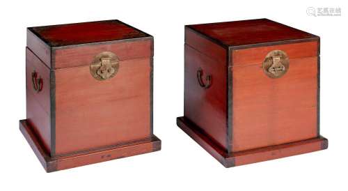 A PAIR OF CHINESE RED LACQUER DOCUMENT BOXES