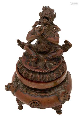 A TIBETAN BRONZE VAJRADAKA CENSER