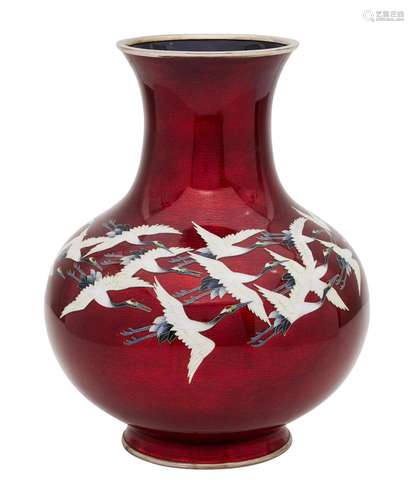 Pigeons Blood Cloisonne Vase