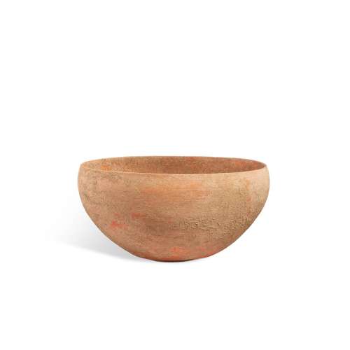 A red pottery plain alms bowl, Yangshao culture, Banpo phase...