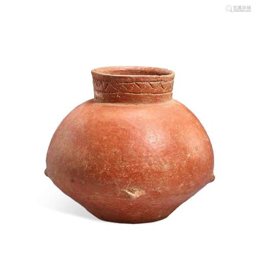 A red pottery jar with pricked designs, Hongshan culture, c....