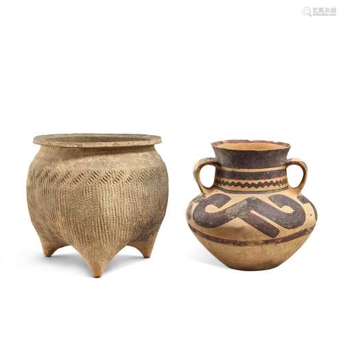 Two pottery vessels, Bronze Age and Xindian culture, 2nd - 1...