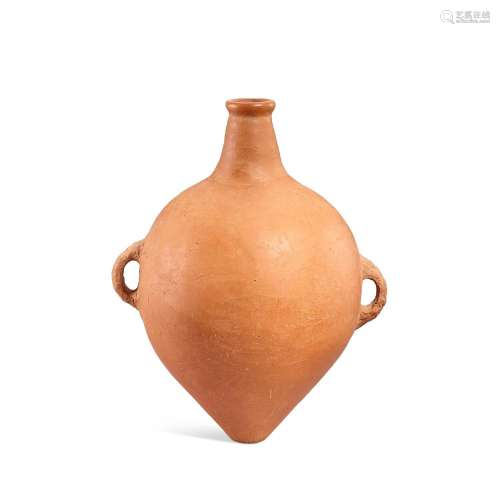 A red pottery taper-end handled flask, Yangshao culture, Ban...