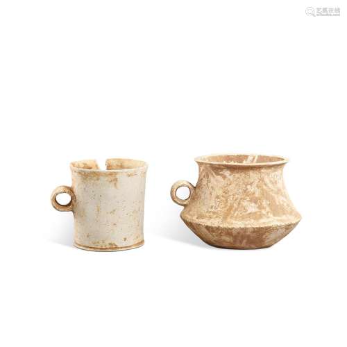 Two white pottery cups, Dawenkou culture, c. 4300-2400 BC 大...