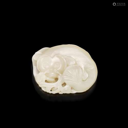 A white jade 'carp and lotus leaf' group, Qing dynas...