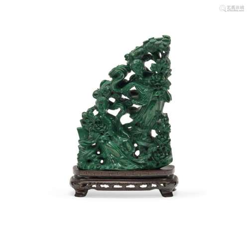 Malachite sculptural group China, 20th Century