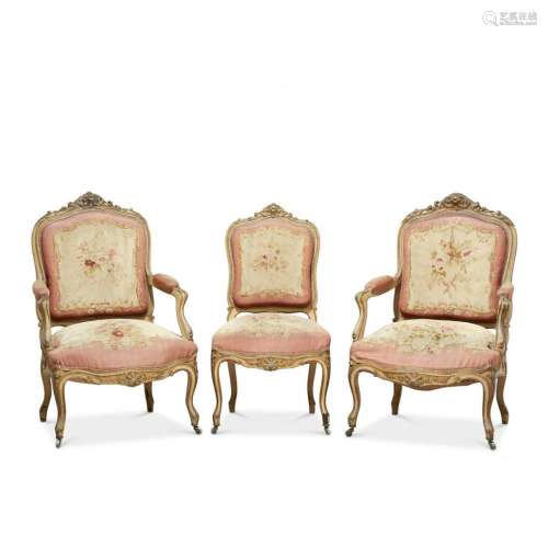 Group of two armchairs and a chair 18th Century and later