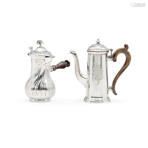 Two miniature silver coffee pots Italy, 20th Century