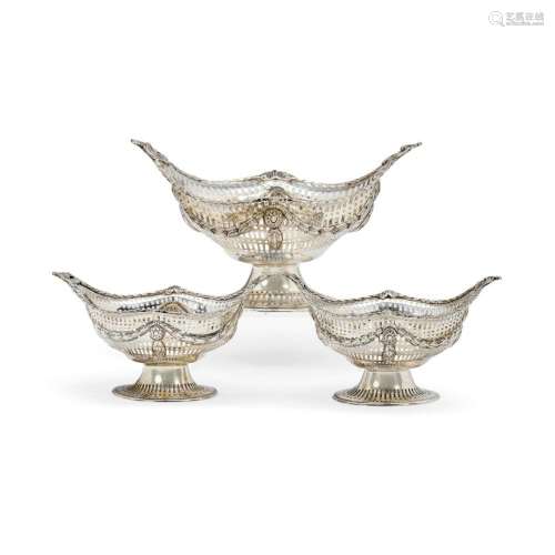 Three silver baskets William Gibson & John Langman, Lond...