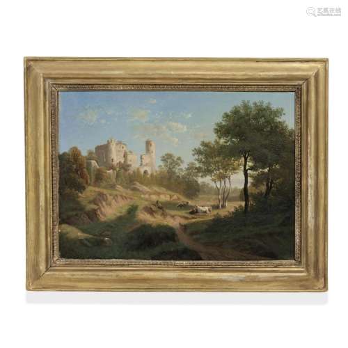 BARTOLOMEO ARDY 1821-1887 Landscape with shephers, herds and...