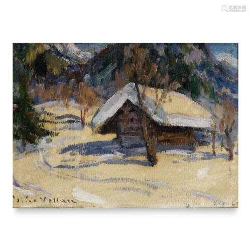 FELICE VELLAN 1889-1976 Mountain house in a snowy landscape ...