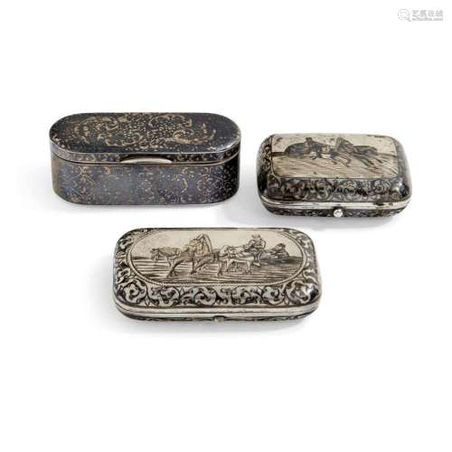 Group of three snuff boxes Moscow, 19th Century