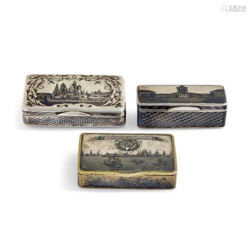 Group of three snuff boxes Moscow, late 19th Century