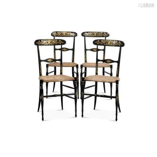 Group of four Chiavari chairs 19th-20th Century