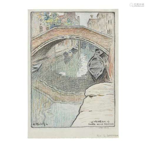 ALBERTO MICHELI PELLEGRINI 1870-1943 Venezia, Ponte delle Pa...