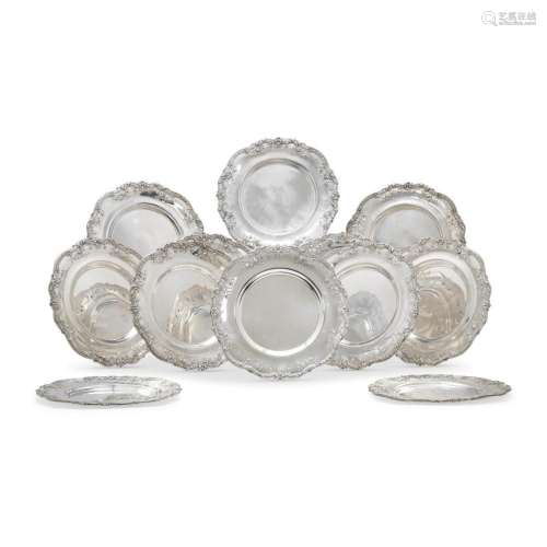 Group of twelve silver dishes