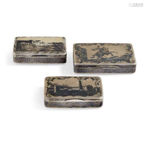 Group of three snuff boxes Moscow, 1827-1856
