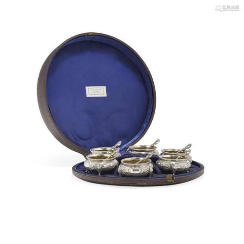 Group of six silver salt cellars