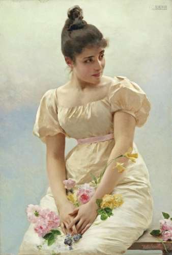FEDERICO ANDREOTTI 1847-1930 Young lady with flowers