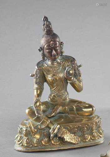 Tibet, fin du XIXe siècle
Statuette de Tara verte en al