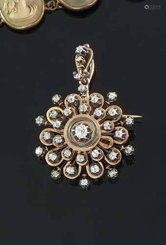 Pendentif en or rose et or gris 18K (750‰)  formant une